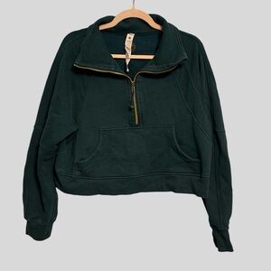 lululemon Scuba Half Zip Hoodie M/L Teal Green Funnel Neck Cropped Sweatshirt